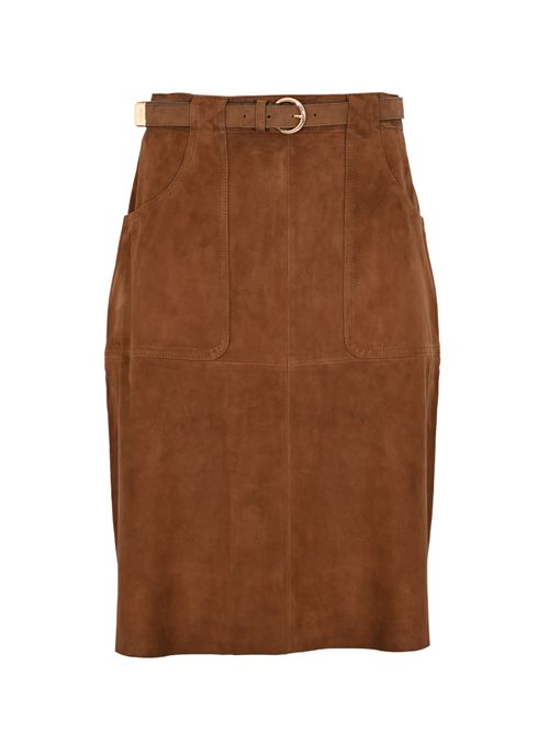 Gonna midi MSTTENNIS in pelle scamosciata MAX MARA STUDIO | 2616401011600002